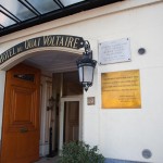 Plaque thanking Beaudelaire, Wagner and Oscar Wilde for staying at their hotel.